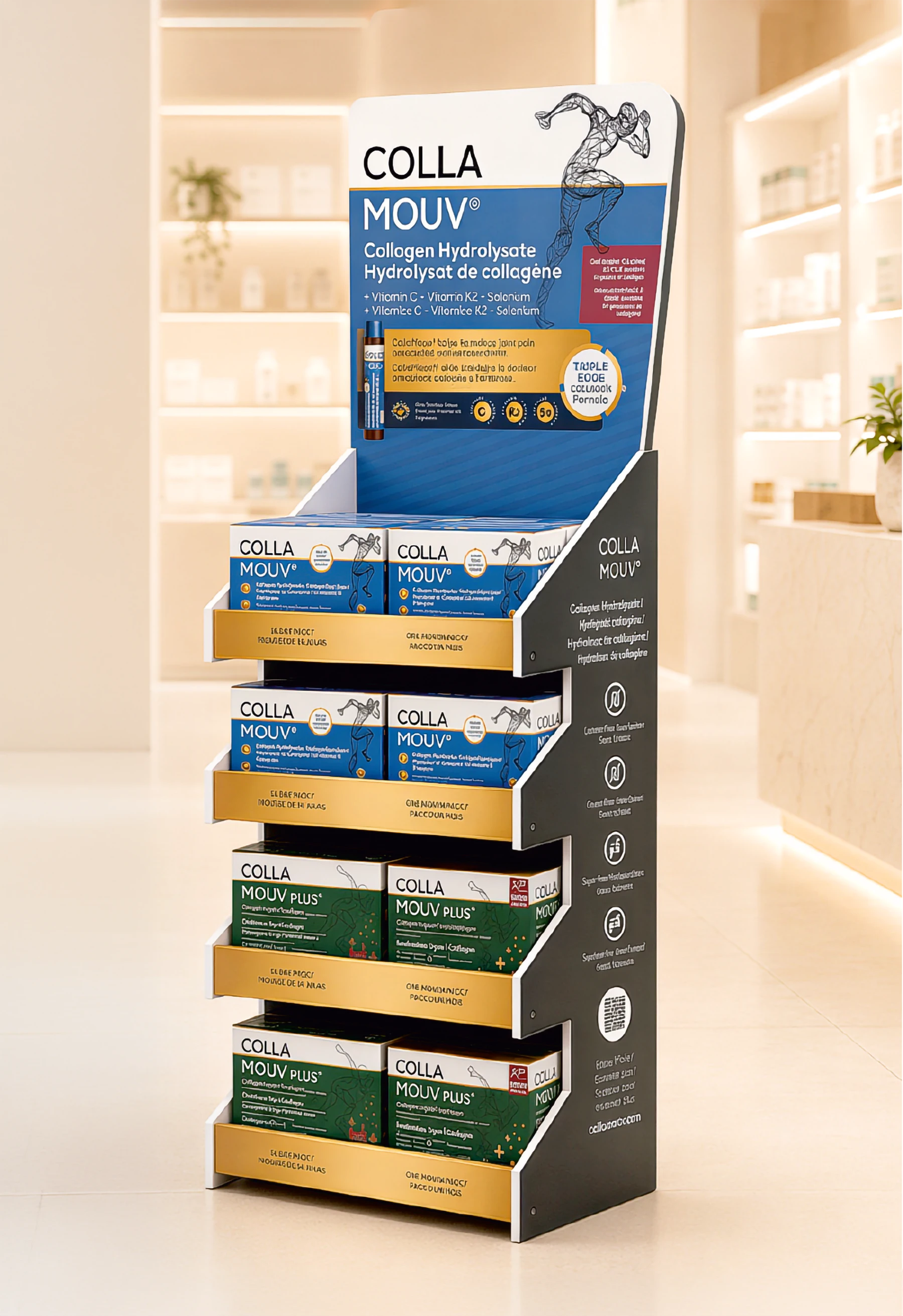 CollaMouv Produktaufsteller mit Original und Plus im Fachhandel